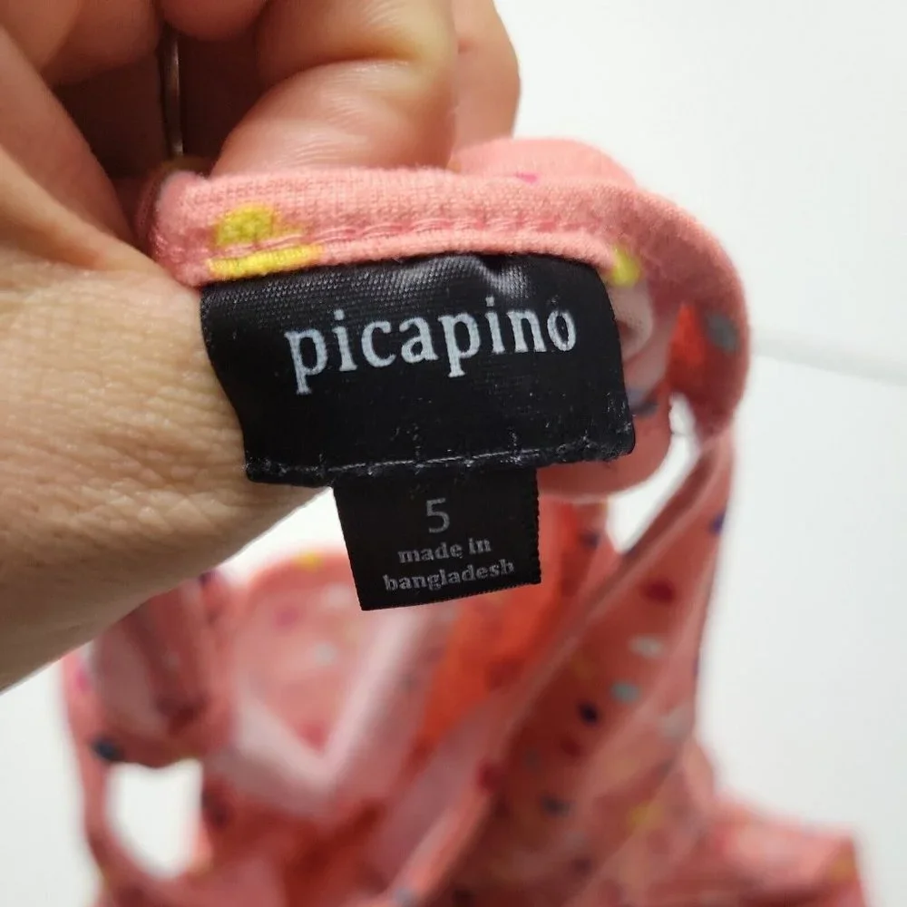 Picapino Outfit Girls 5T Jumpsuit Pink Hearts Short One-Piece 5 Comfort Stretch - Picture 4 of 12
